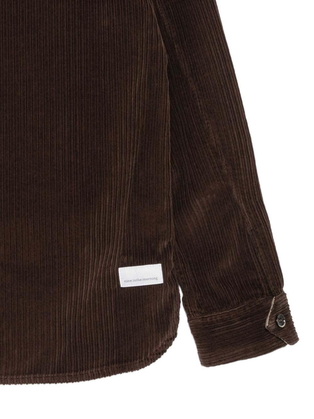 NINE IN THE MORNING Camicia marrone in velluto a coste con tasche