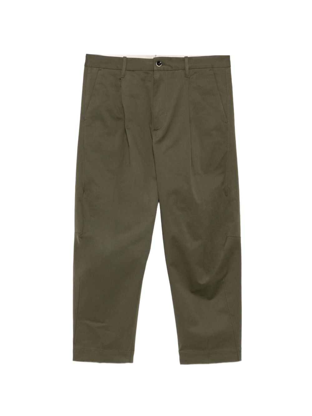NINE IN THE MORNING Pantaloni Giulio Camel in cotone elasticizzato verde