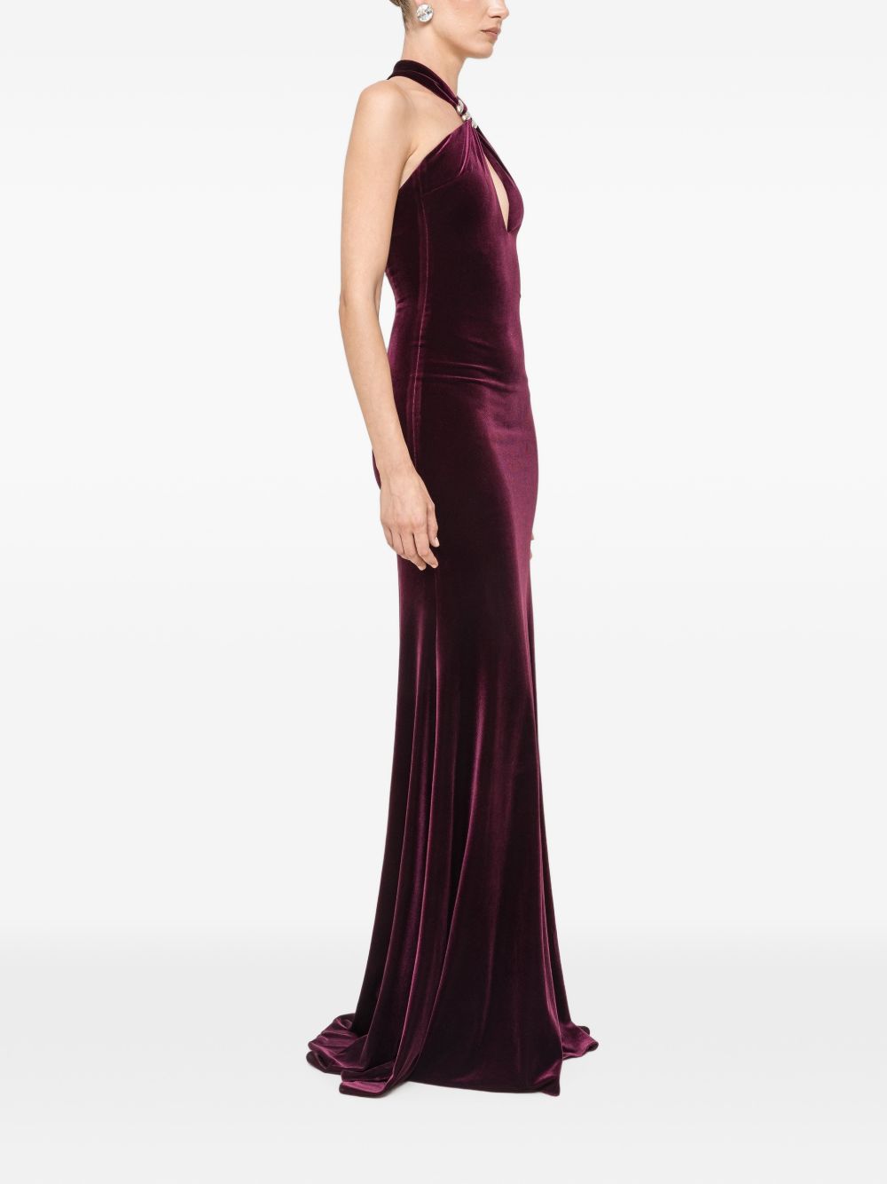 NISSA Abito lungo bordeaux con scollo all'americana