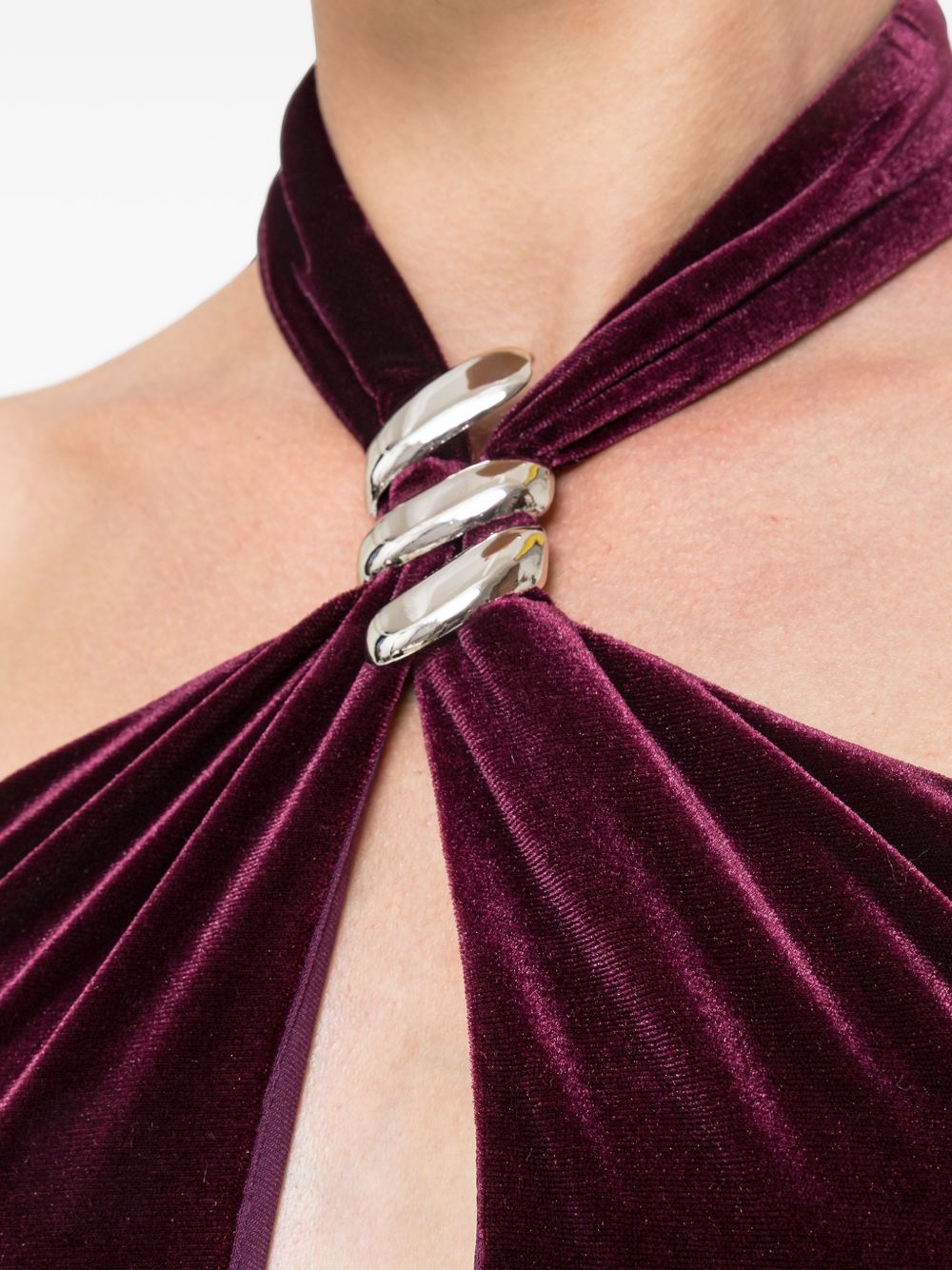 NISSA Abito lungo bordeaux con scollo all'americana