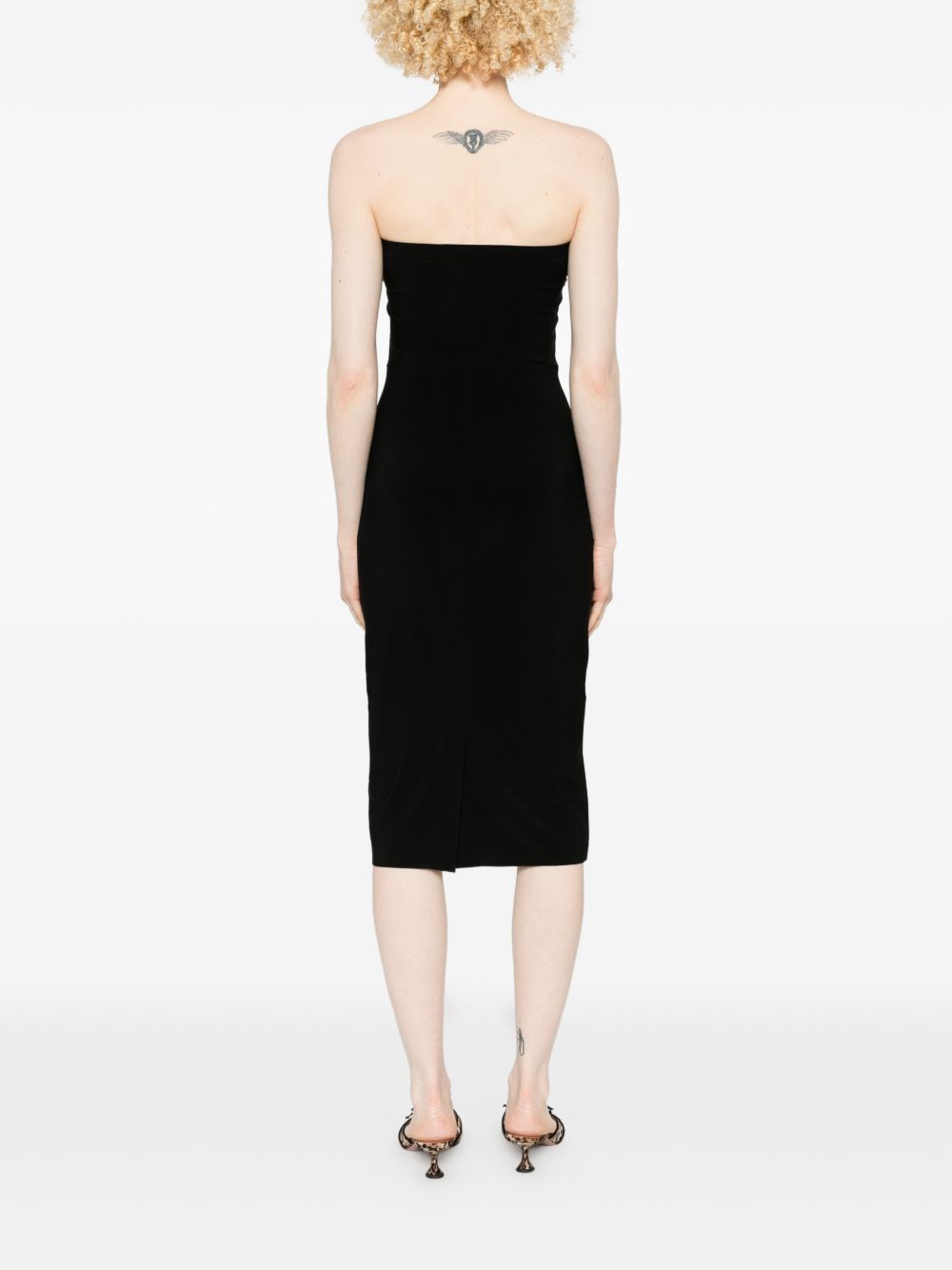 NORMA KAMALI Abito midi nero elasticizzato senza spalline