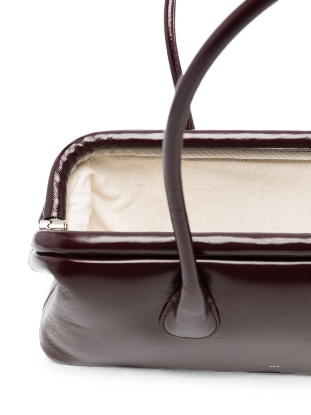 OSOI Borsa a spalla Boat Wide in pelle lucida bordeaux