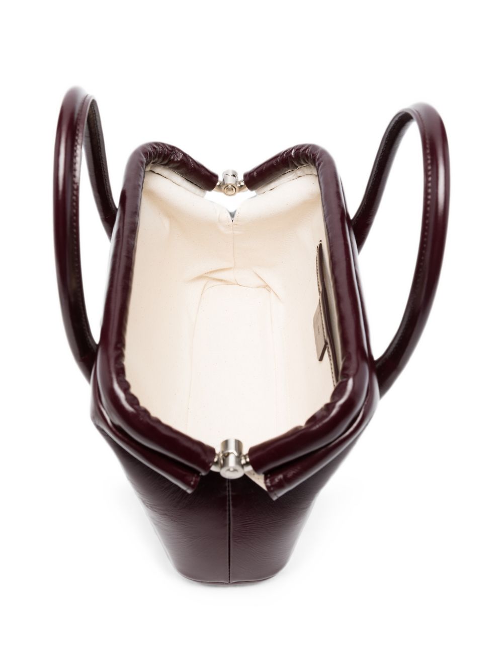 OSOI Borsa a spalla Boat Brot in pelle lucida bordeaux