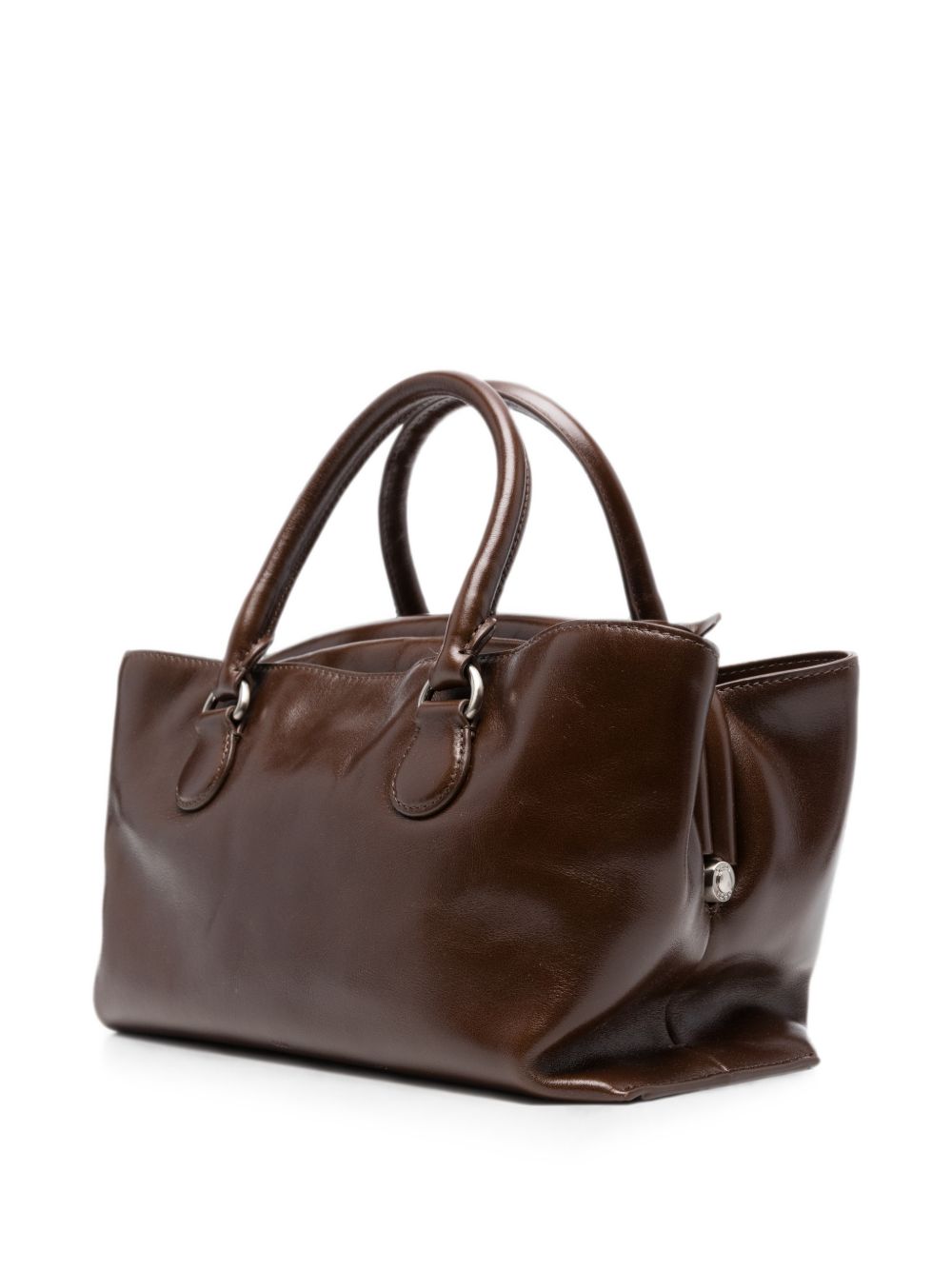 OSOI Borsa Shell Brot Mini in pelle lucida marrone