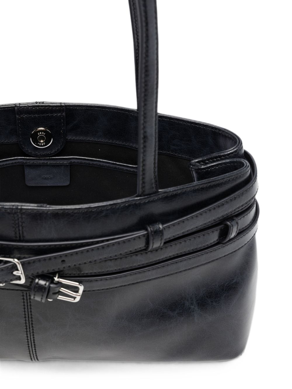 OSOI Borsa Shoulder Brocle in pelle lucida nera