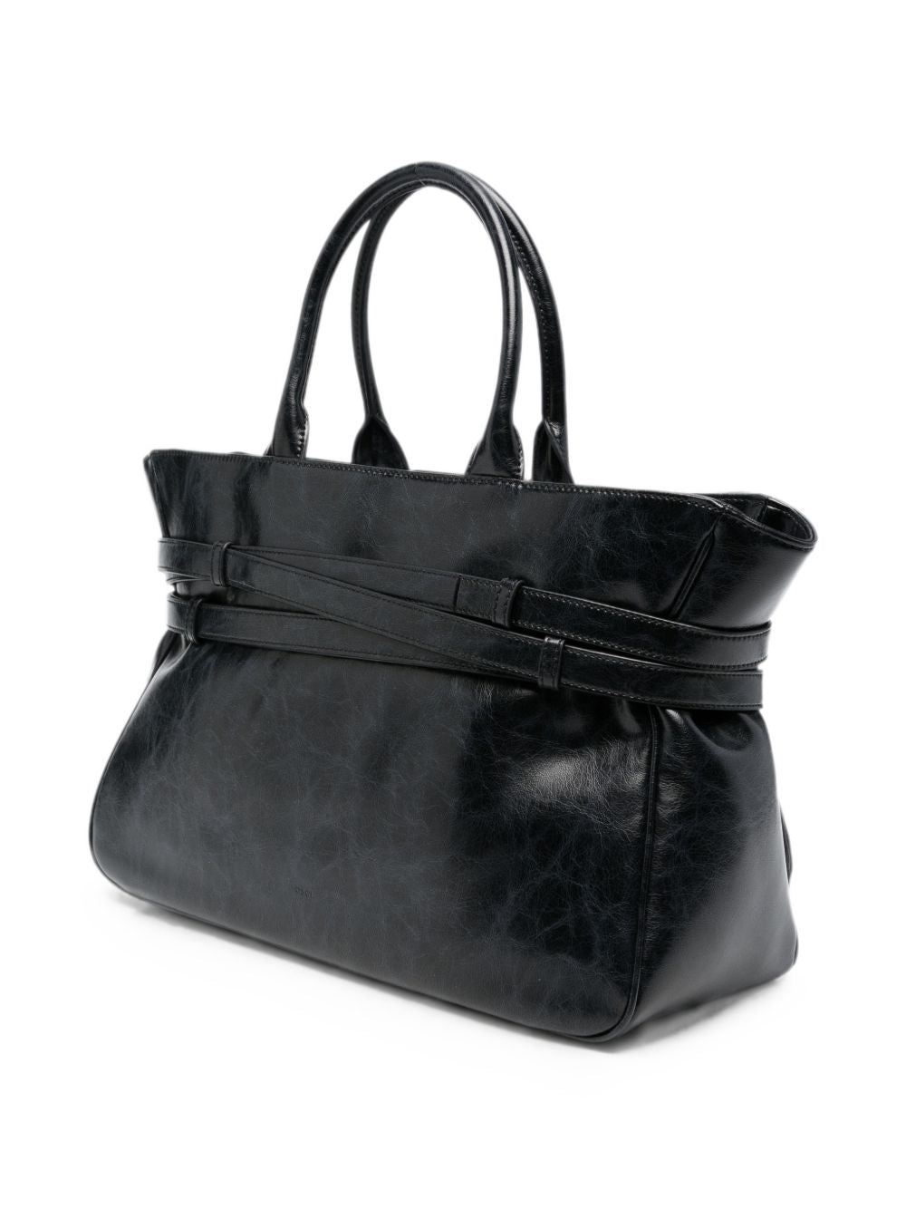 OSOI Tote Brocle in pelle lucida nera dal design contemporaneo