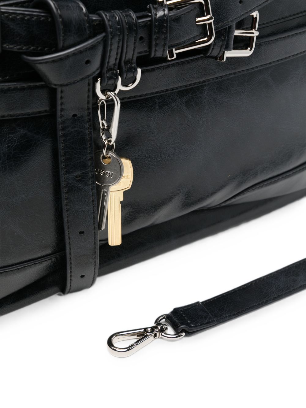 OSOI Tote Brocle in pelle lucida nera dal design contemporaneo