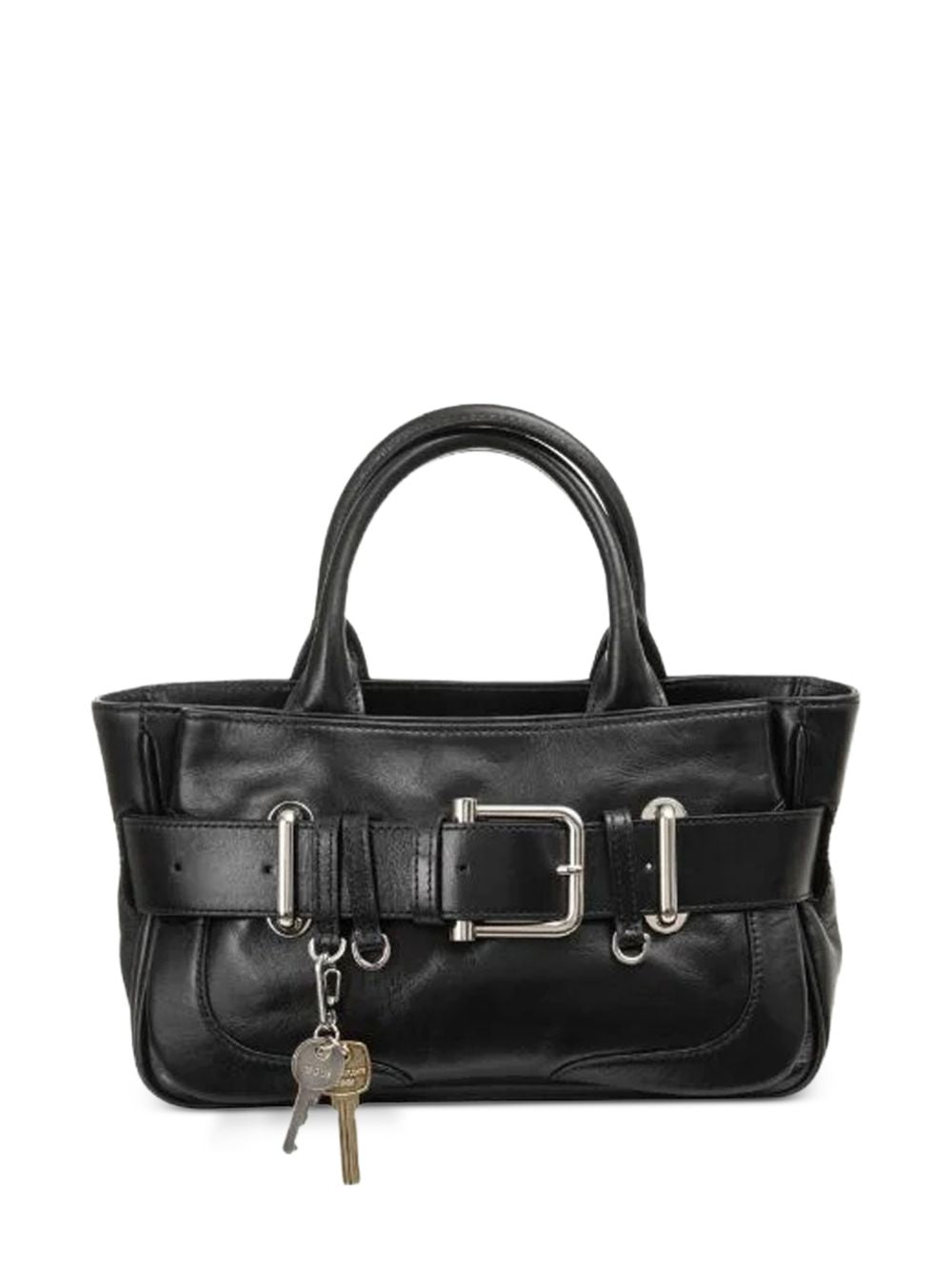 OSOI Tote Bocle Mini in pelle lucida nera dal design contemporaneo