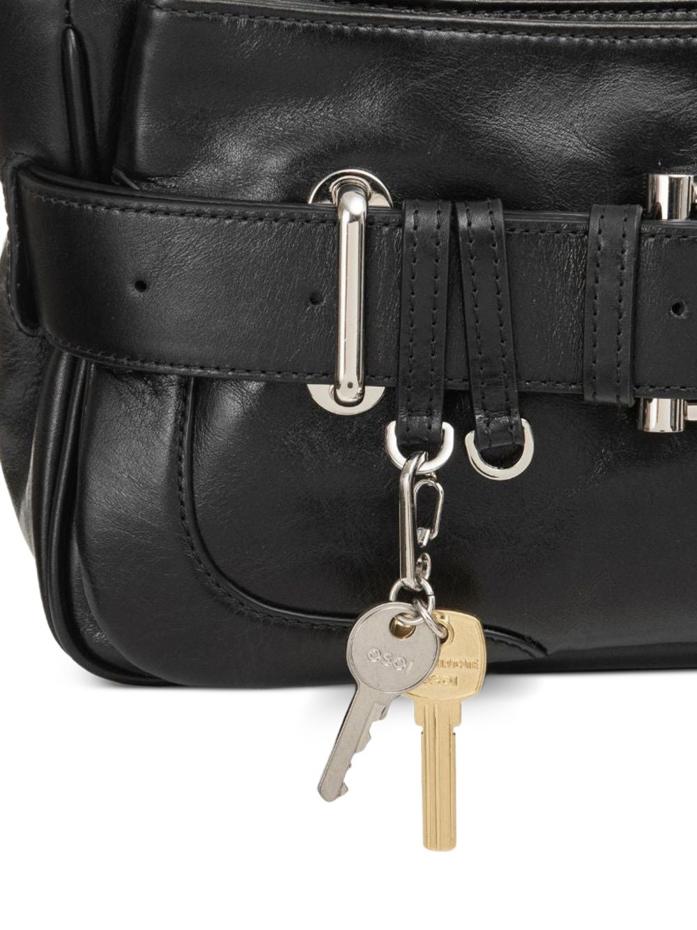 OSOI Tote Bocle Mini in pelle lucida nera dal design contemporaneo