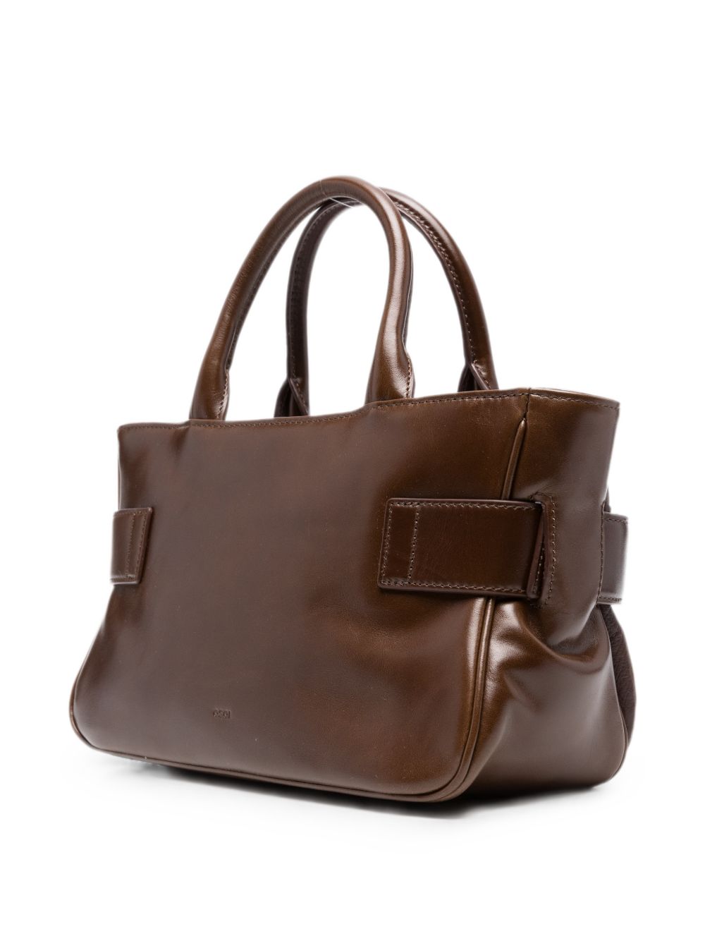 OSOI Tote Bocle Mini in pelle lucida marrone dal design contemporaneo