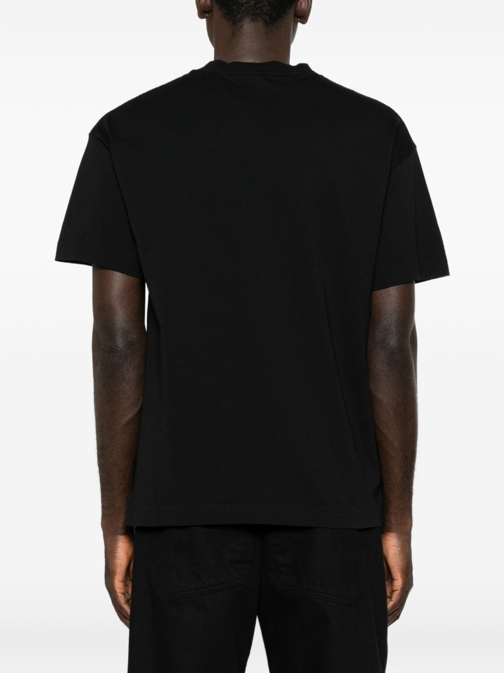 PALM ANGELS T-shirt girocollo a maniche corte con stampa logo nera