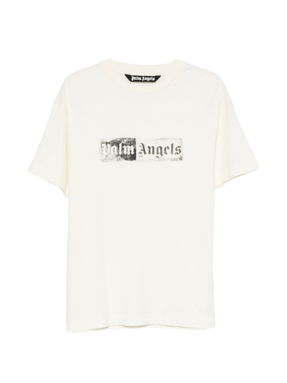 PALM ANGELS T-shirt girocollo a maniche corte con stampa tipografica nera bianca