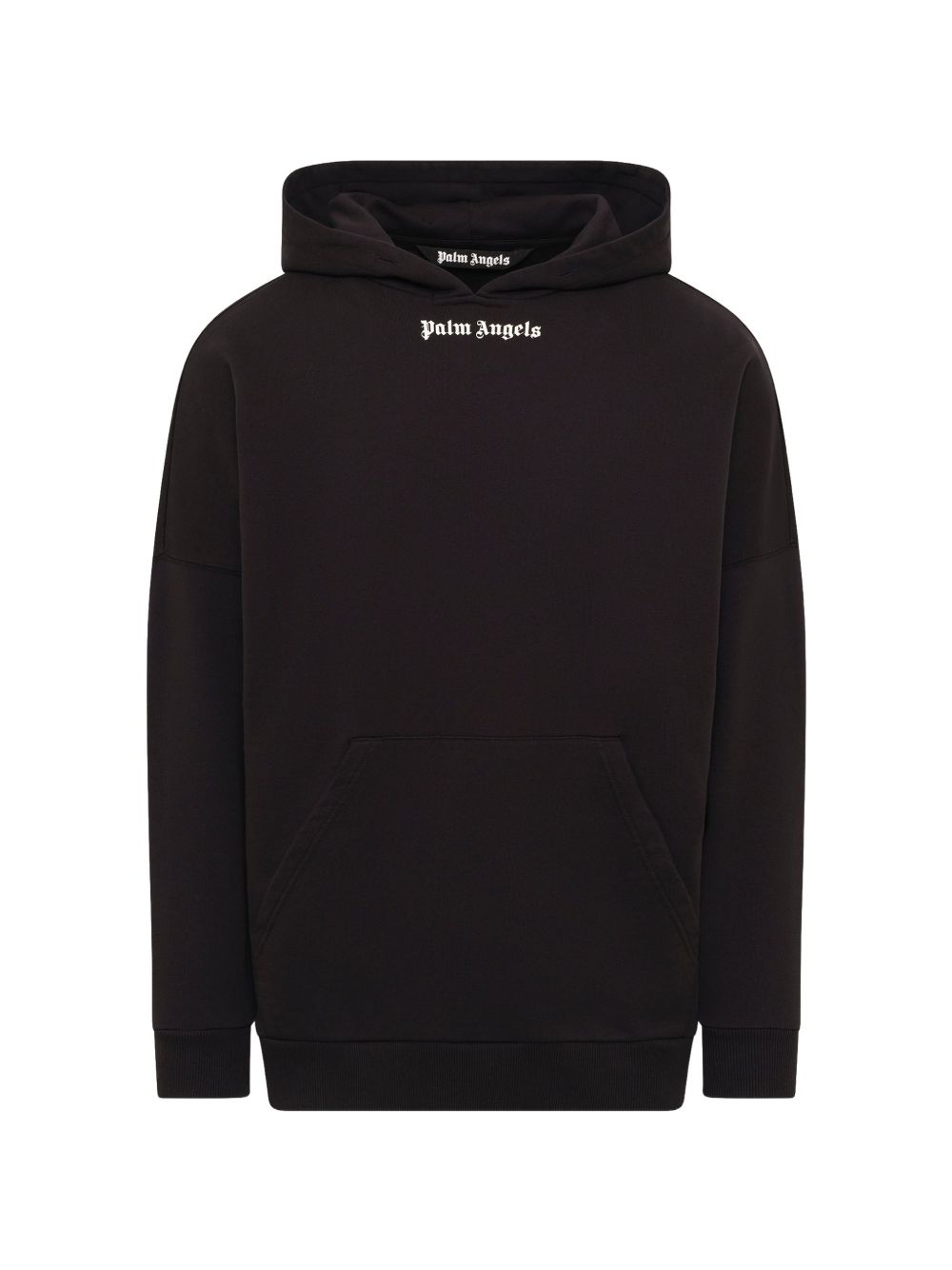 PALM ANGELS Felpa nera con cappuccio in cotone con logo