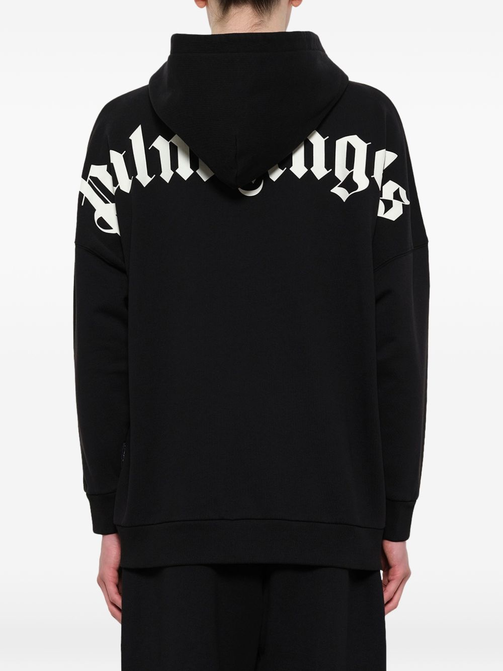 PALM ANGELS Felpa nera con cappuccio in cotone con logo