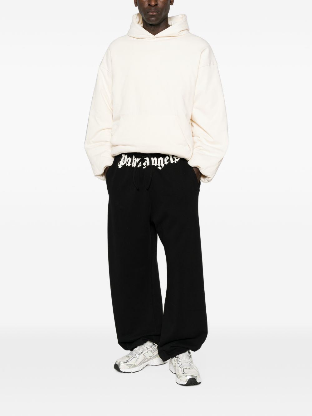 PALM ANGELS Pantaloni della tuta casual neri con logo in vita