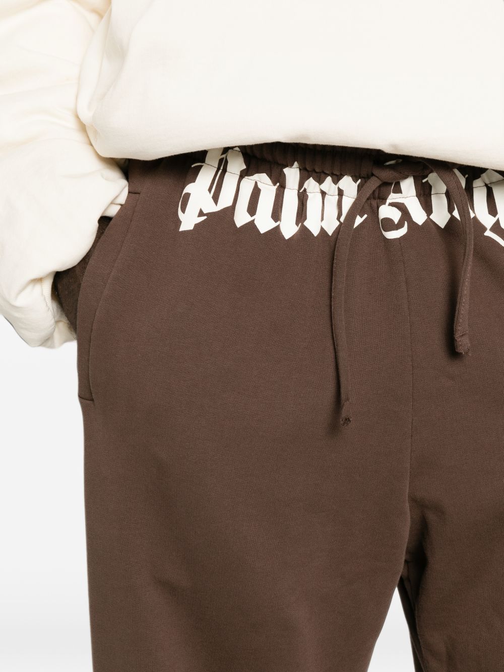 PALM ANGELS Pantaloni della tuta casual marroni con logo in vita