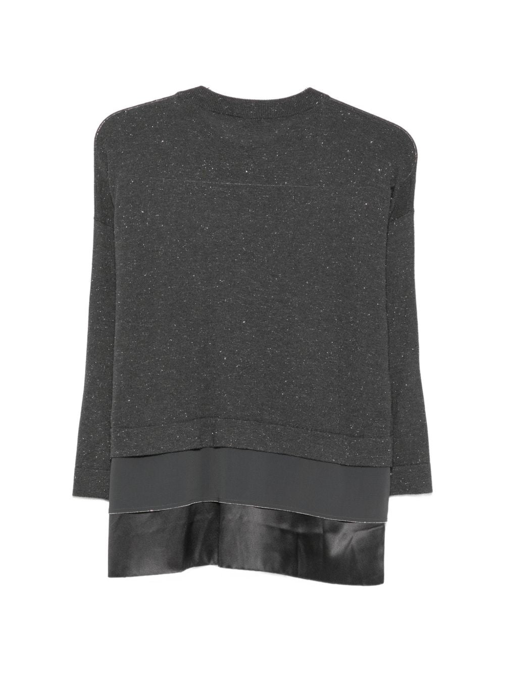 PESERICO Maglia girocollo grigia in lana con inserti in seta
