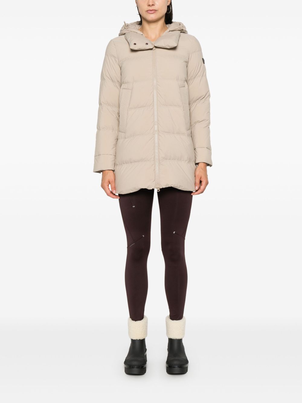 PEUTEREY Piumino Unix trapuntato beige con cappuccio e chiusura con zip