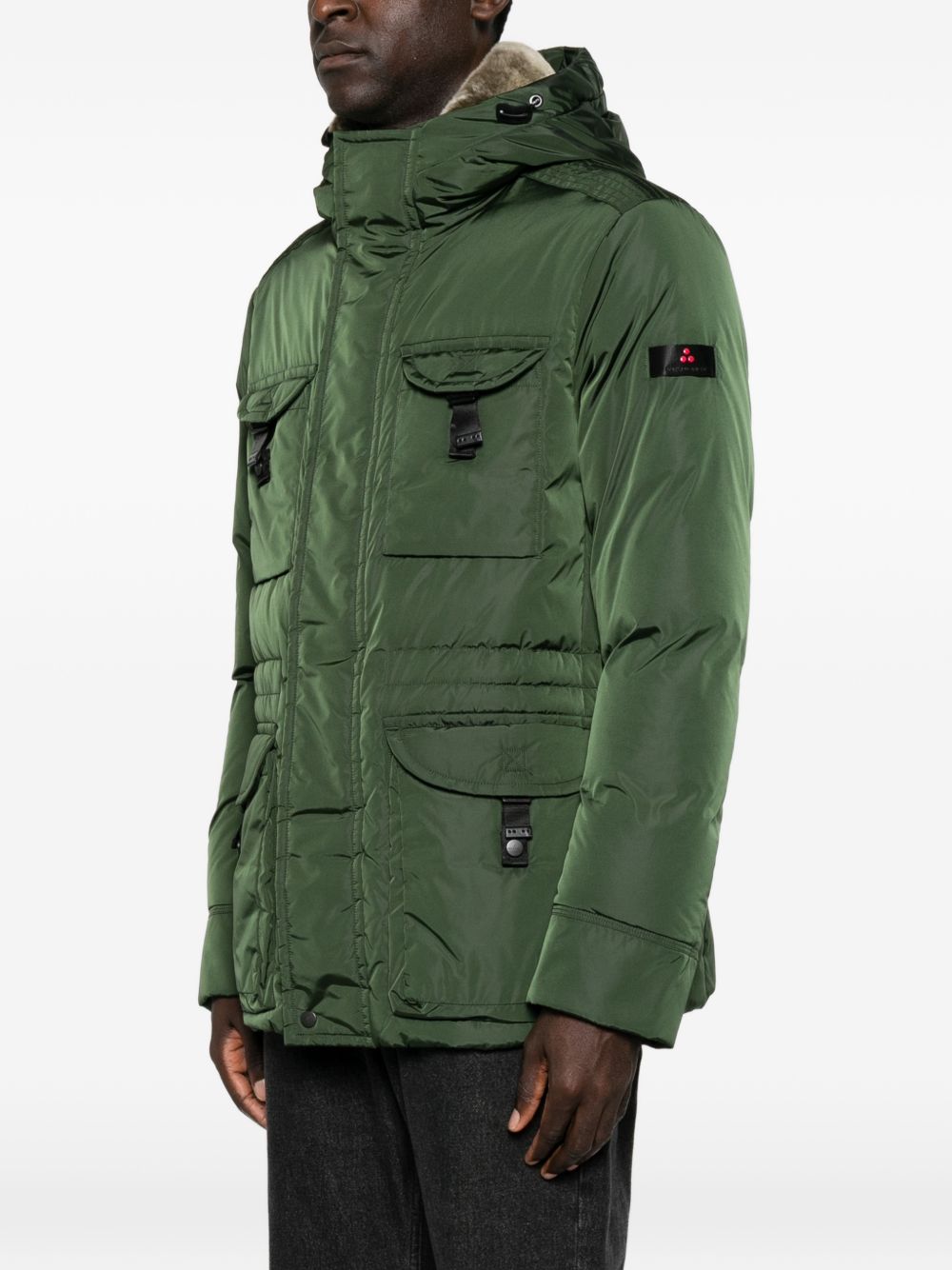PEUTEREY Piumino Aiptek verde con tasche e cappuccio
