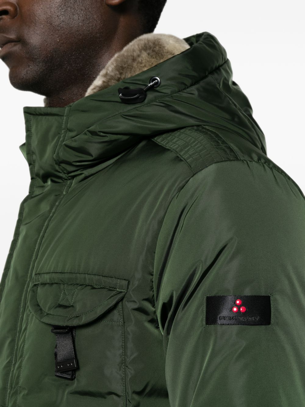 PEUTEREY Piumino Aiptek verde con tasche e cappuccio