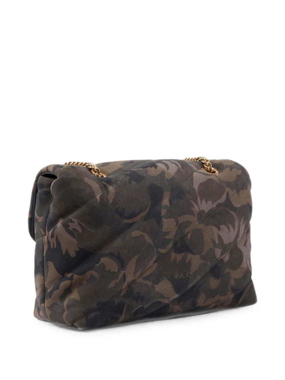 PINKO Borsa Love Puff Classic verde con stampa floreale