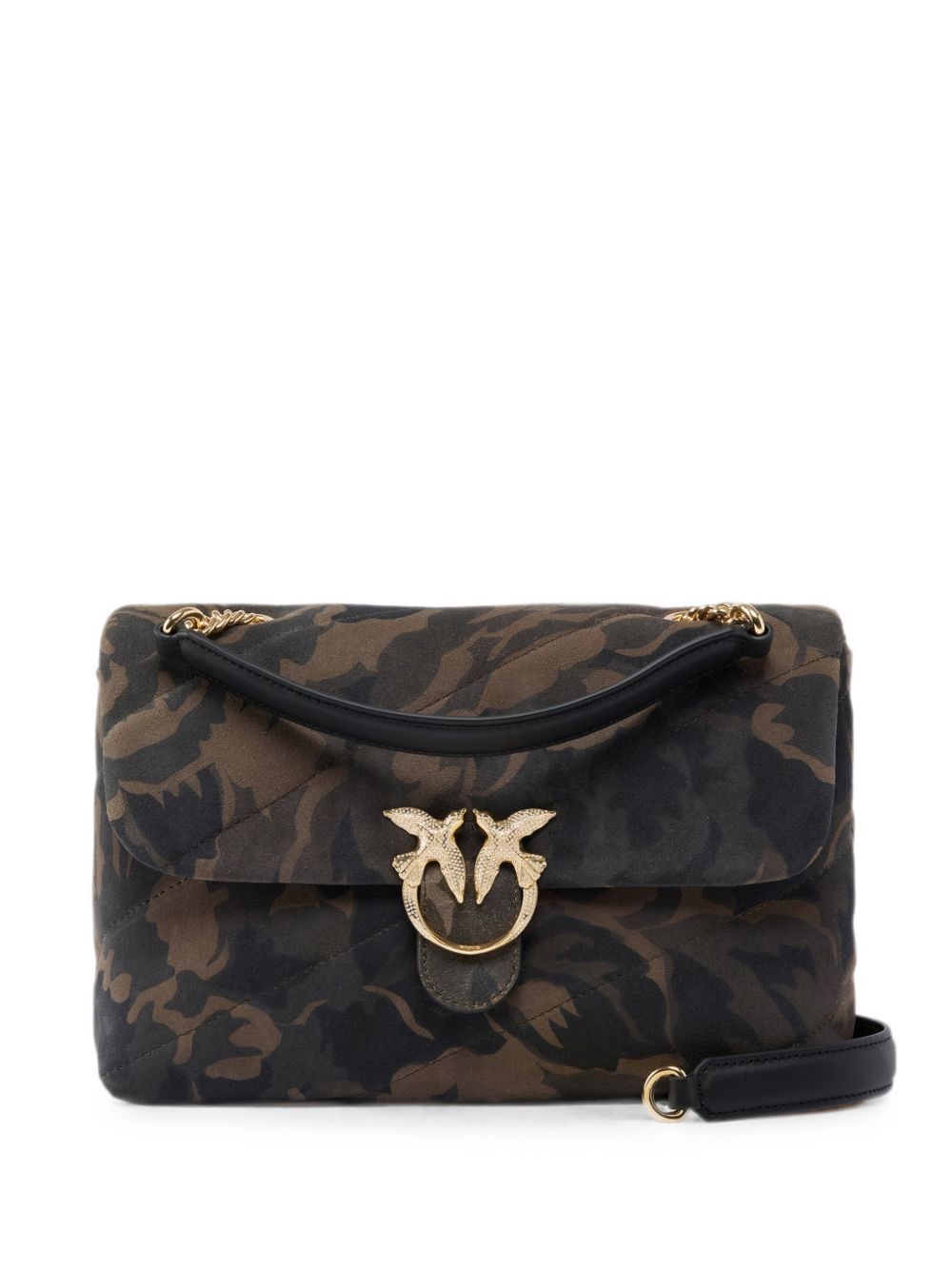 PINKO Borsa Love Puff Classic verde con stampa floreale