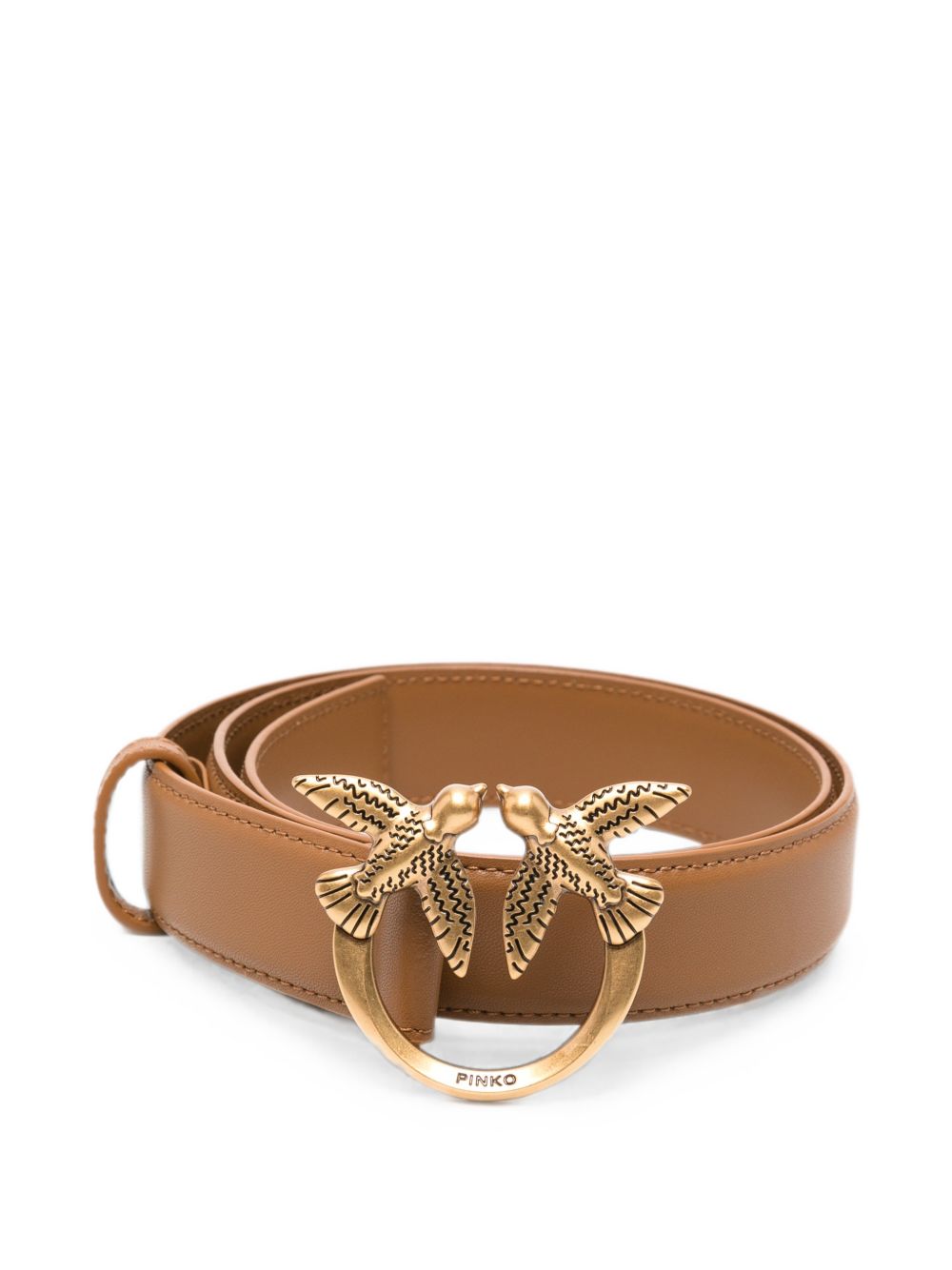 PINKO Cintura Love Berry marrone chiaro con fibbia dorata