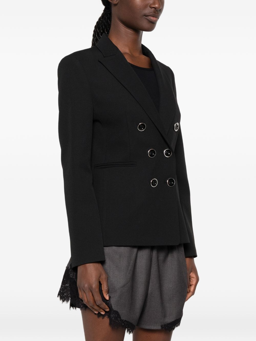 PINKO Giacca blazer nera doppiopetto con tasche