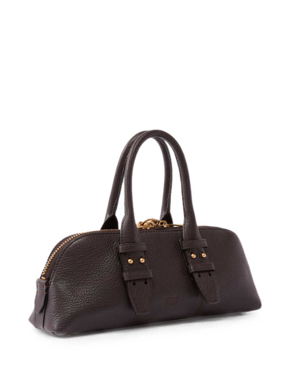 PINKO Borsa bowling in pelle martellata marrone