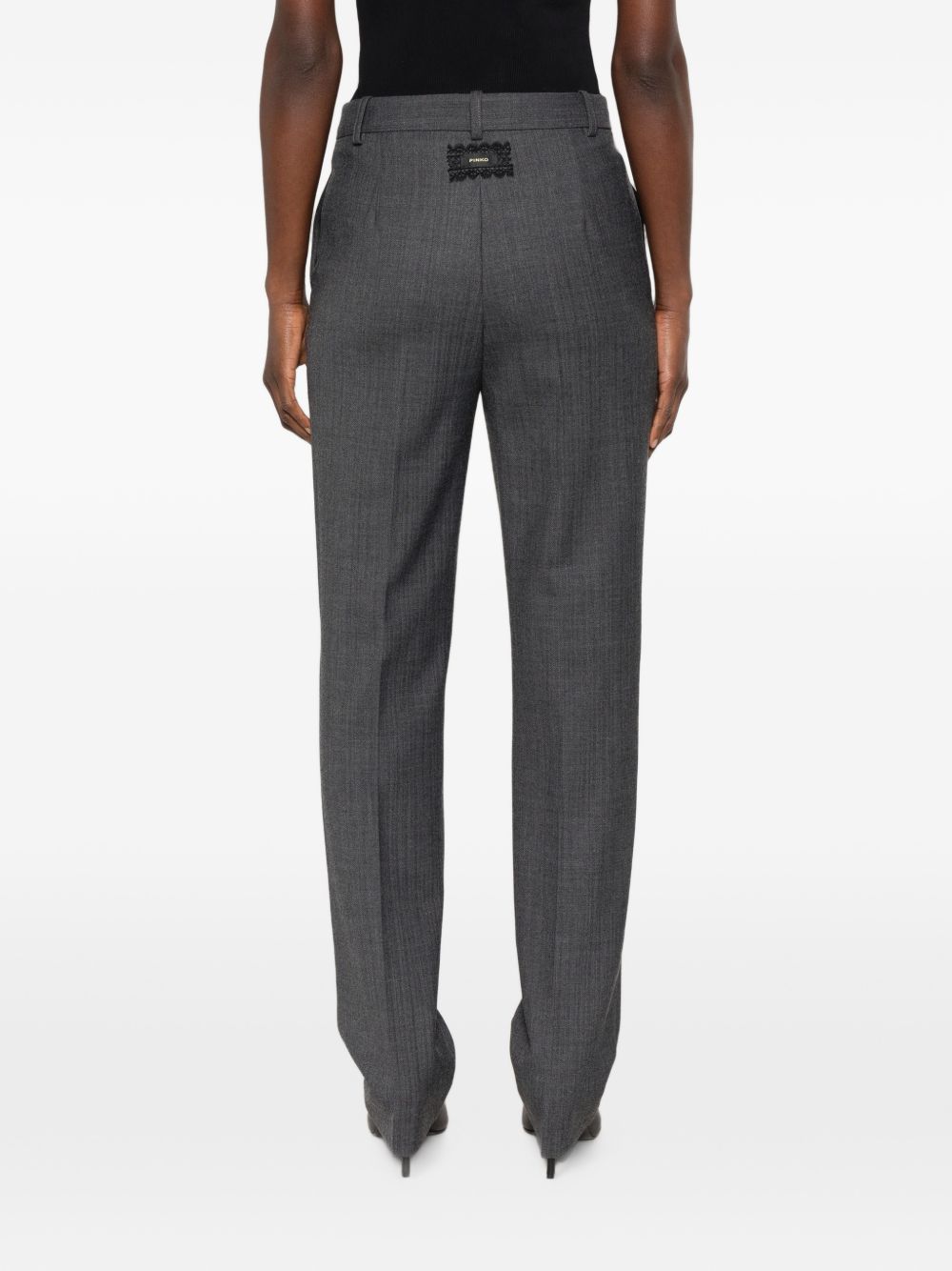 PINKO Pantalone grigio con pinces in misto lana