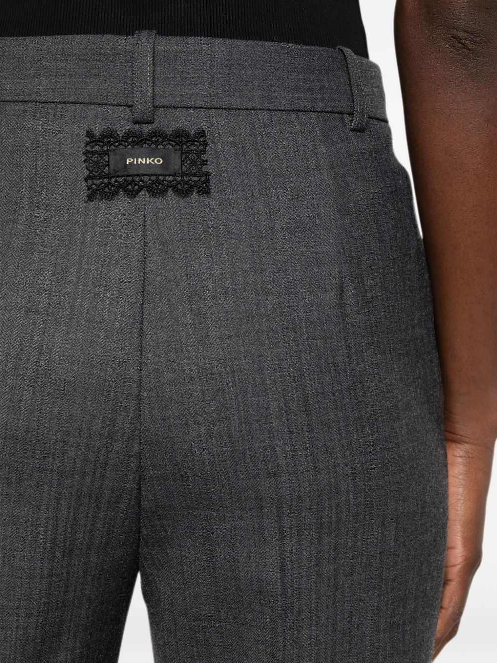 PINKO Pantalone grigio con pinces in misto lana