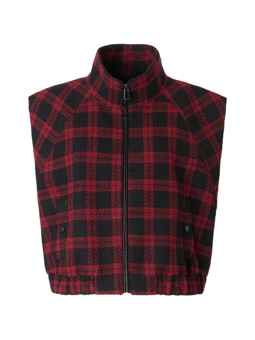 PINKO Gilet smanicato con zip Handel a collo alto in tartan rosso e marrone