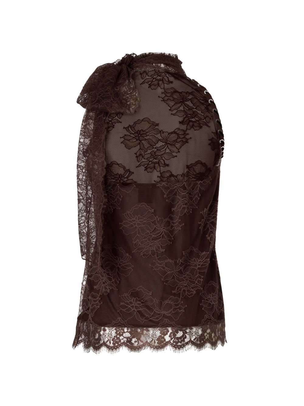 PINKO Top Skoda in pizzo foderato marrone