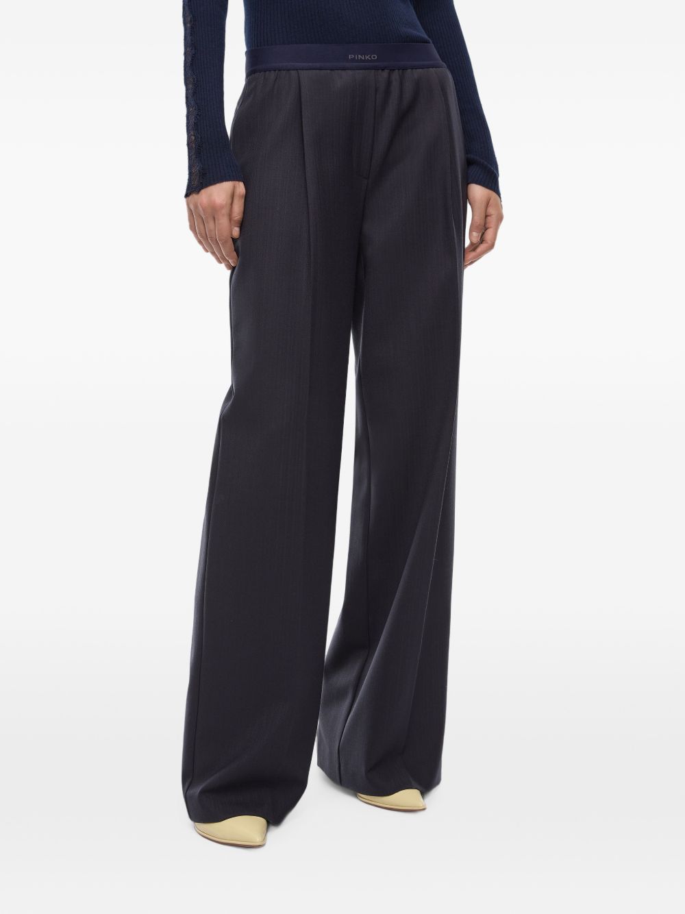 PINKO Pantaloni gessati Phaius con elastico in vita