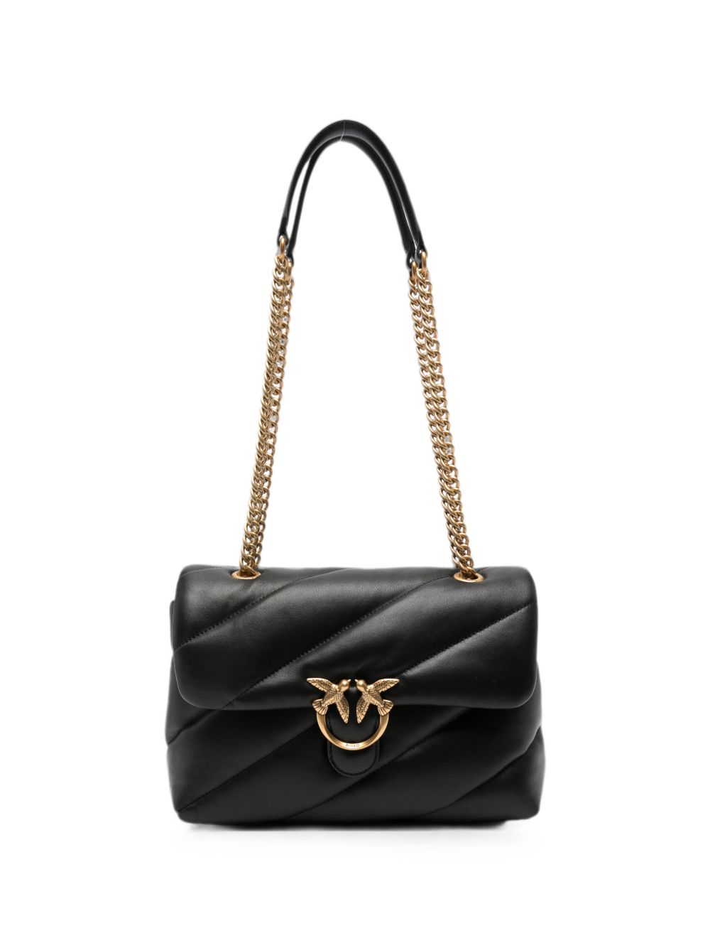 PINKO Borsa nera Love Puff Classic trapuntata con fibbia dorata