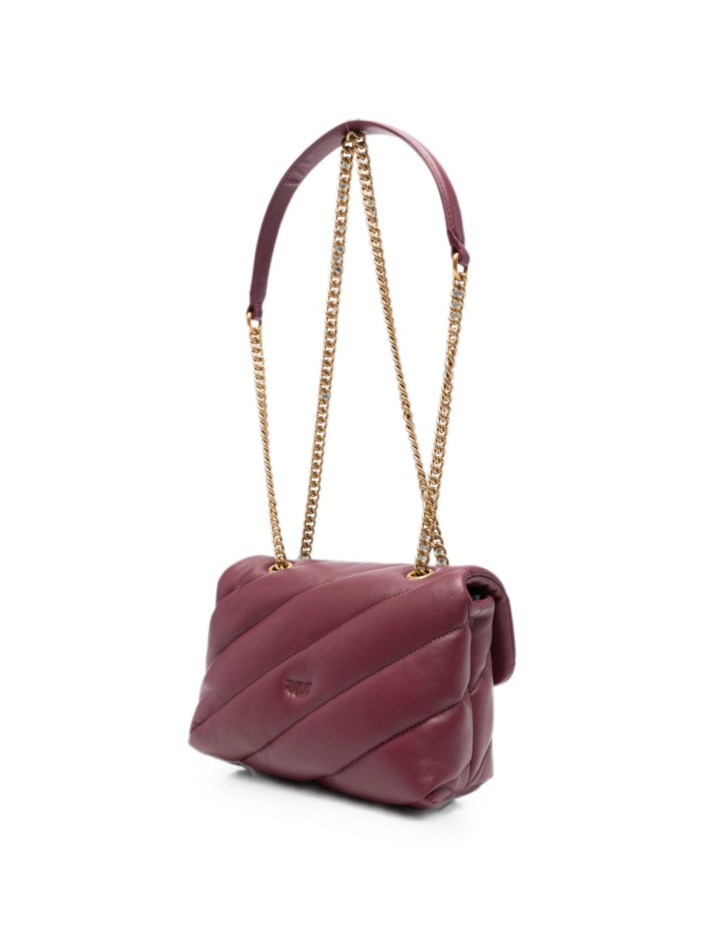 PINKO Borsa rosso vinaccia Love Puff Mini trapuntata con fibbia dorata