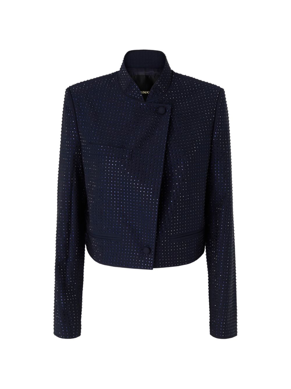 PINKO Giacca blu Morasca con strass e collo alla coreana