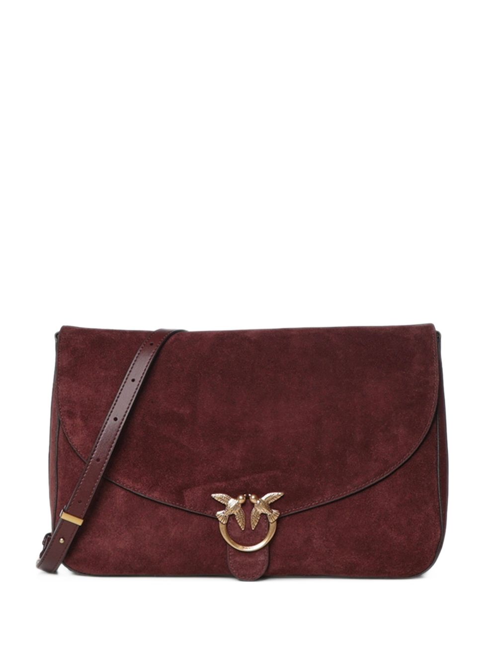 PINKO Borsa bordeaux in suede Love Big con tracolla