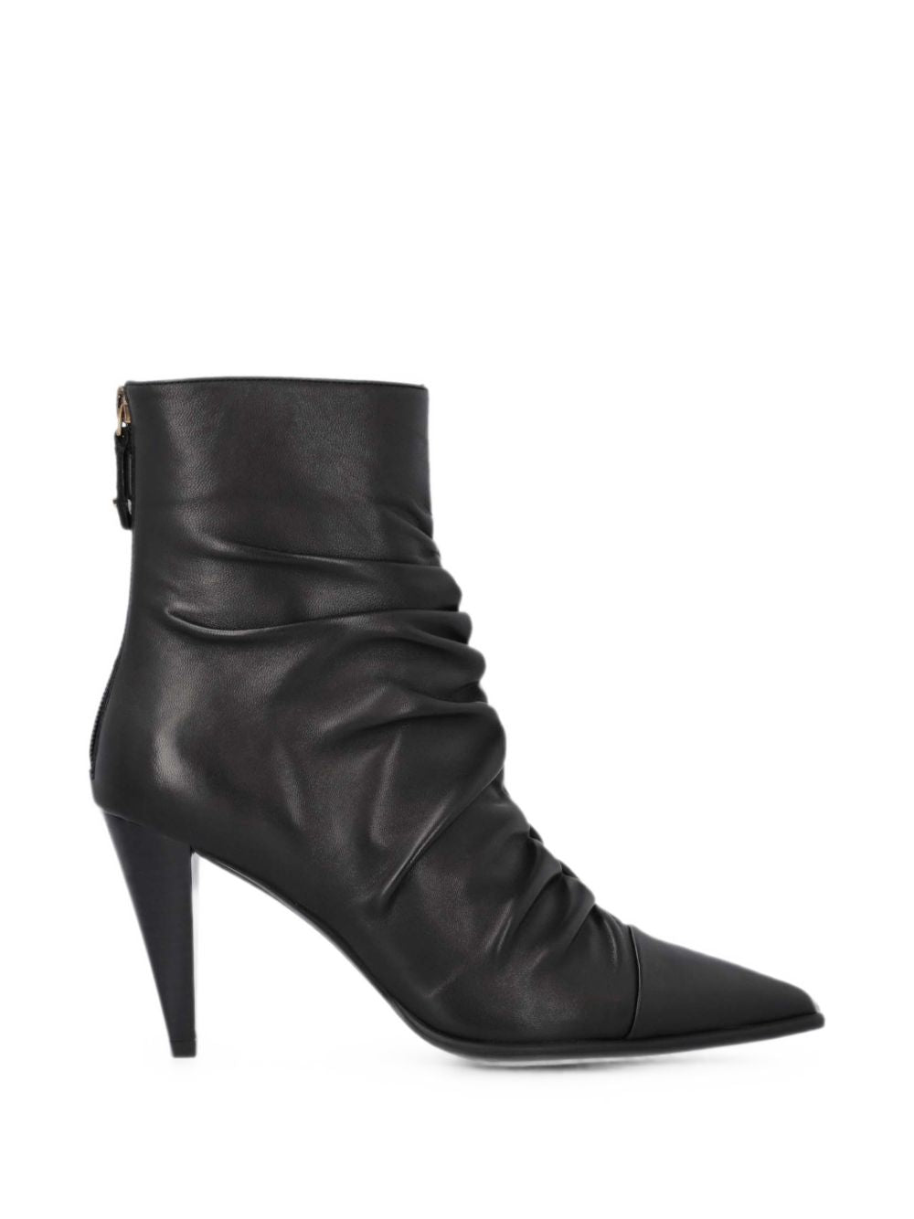PINKO Stivaletto Vane nero in pelle con design drappeggiato