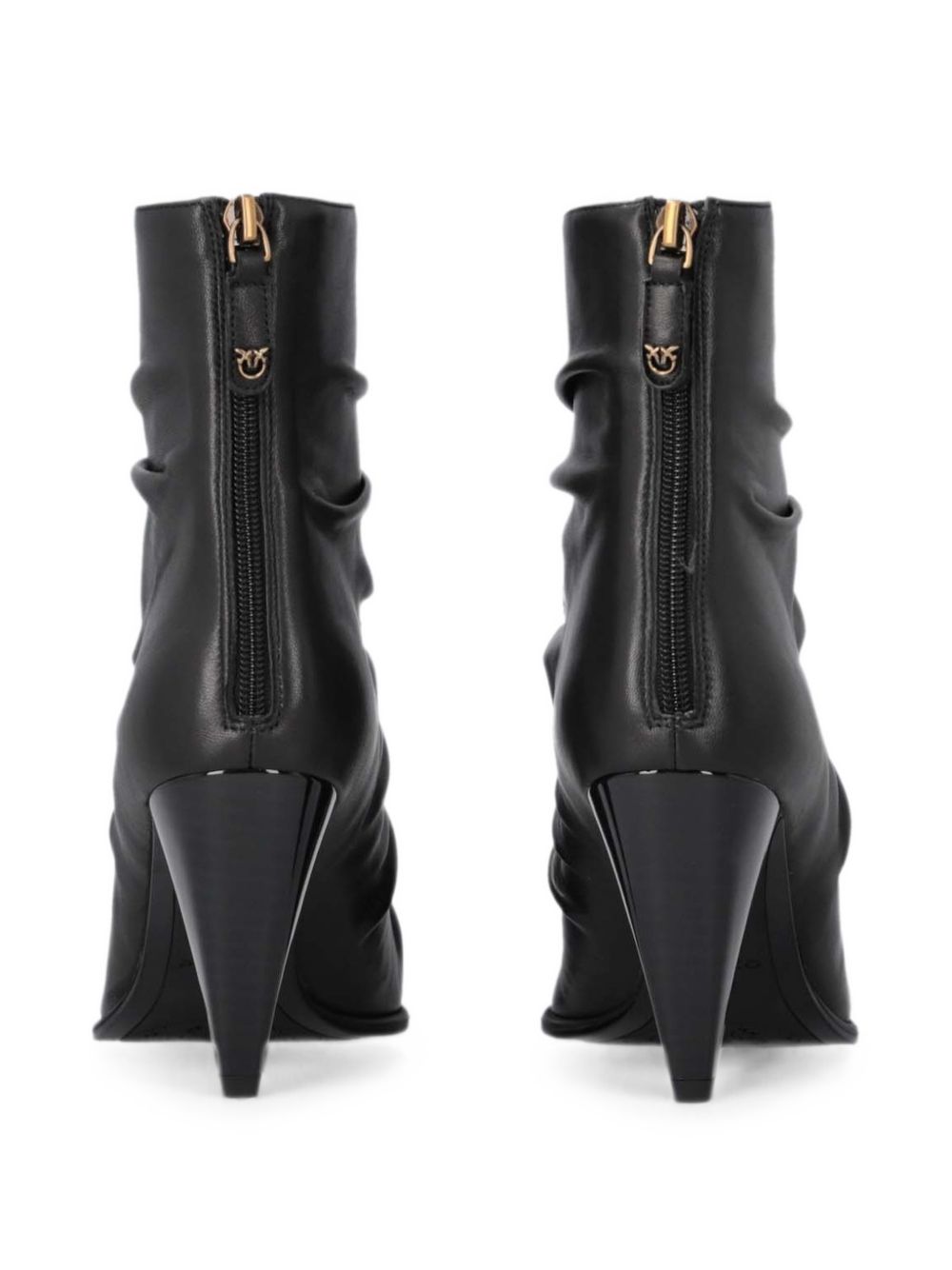 PINKO Stivaletto Vane nero in pelle con design drappeggiato