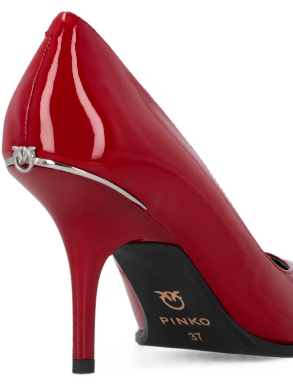 PINKO Décolleté Lady rosse in pelle lucida con dettaglio argento sul tallone