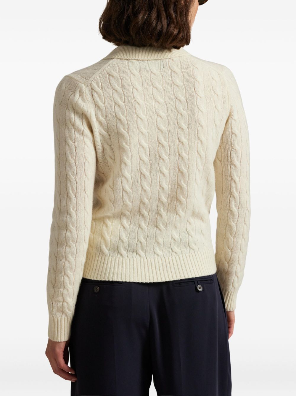 POLO RALPH LAUREN Maglia panna in lana con texture a trecce da donna