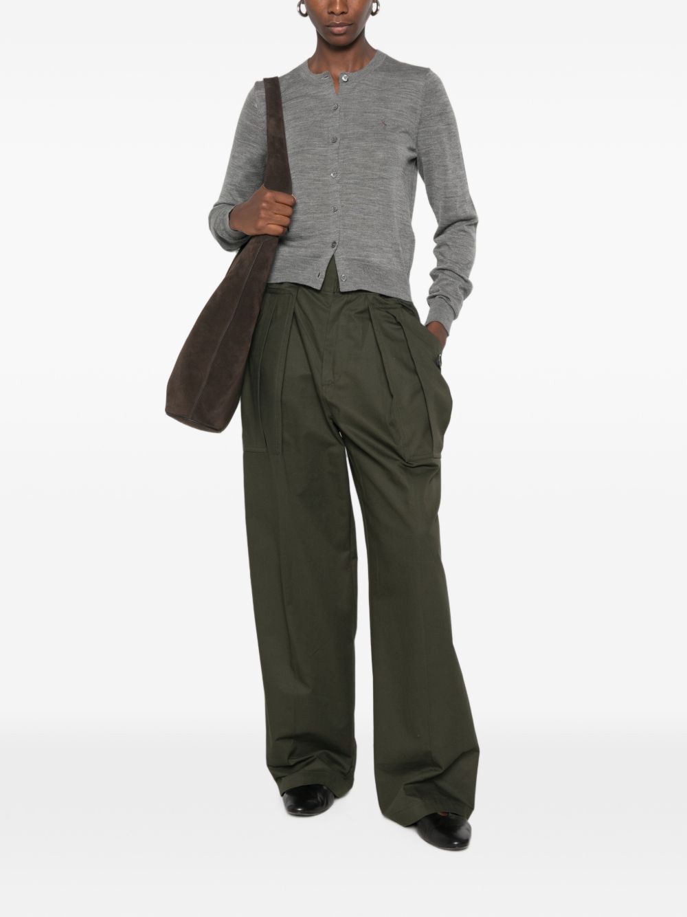 POLO RALPH LAUREN Cardigan grigio da donna in lana leggera