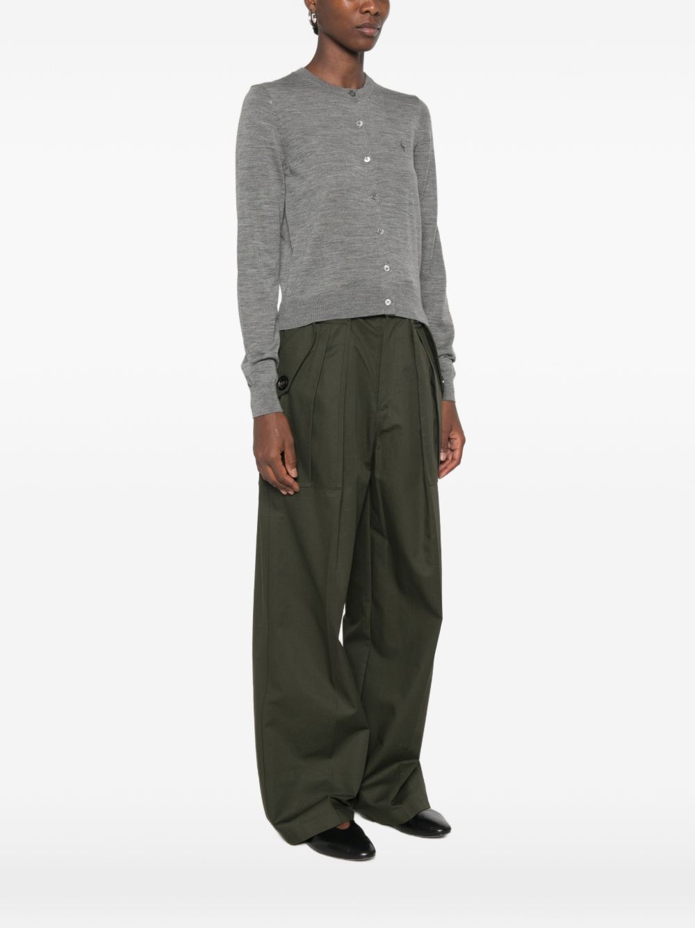 POLO RALPH LAUREN Cardigan grigio da donna in lana leggera