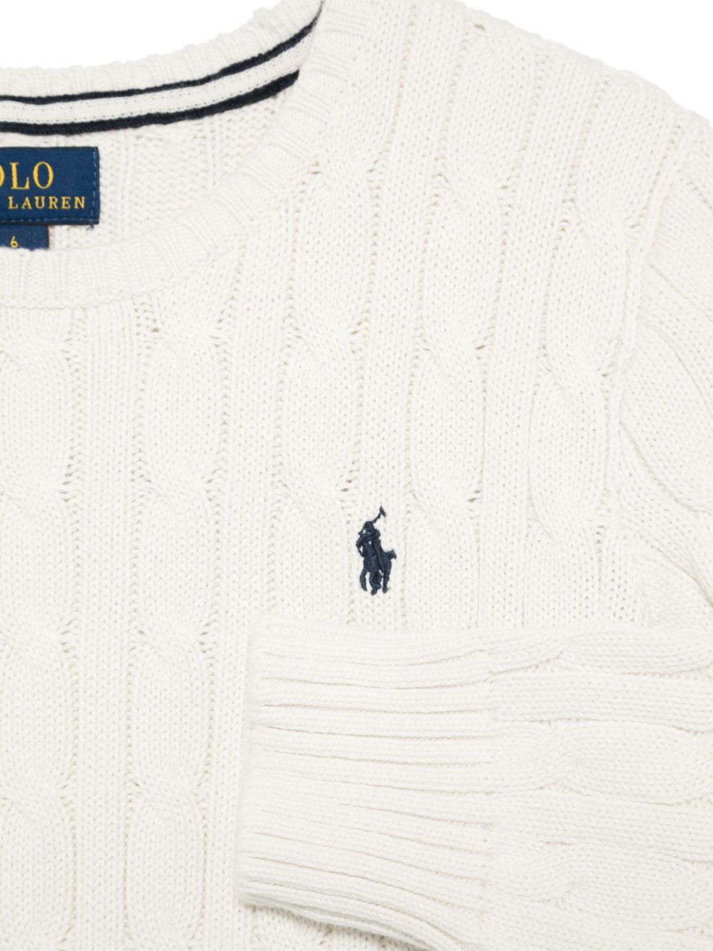 POLO RALPH LAUREN Maglia girocollo bianca con logo ricamato sul petto