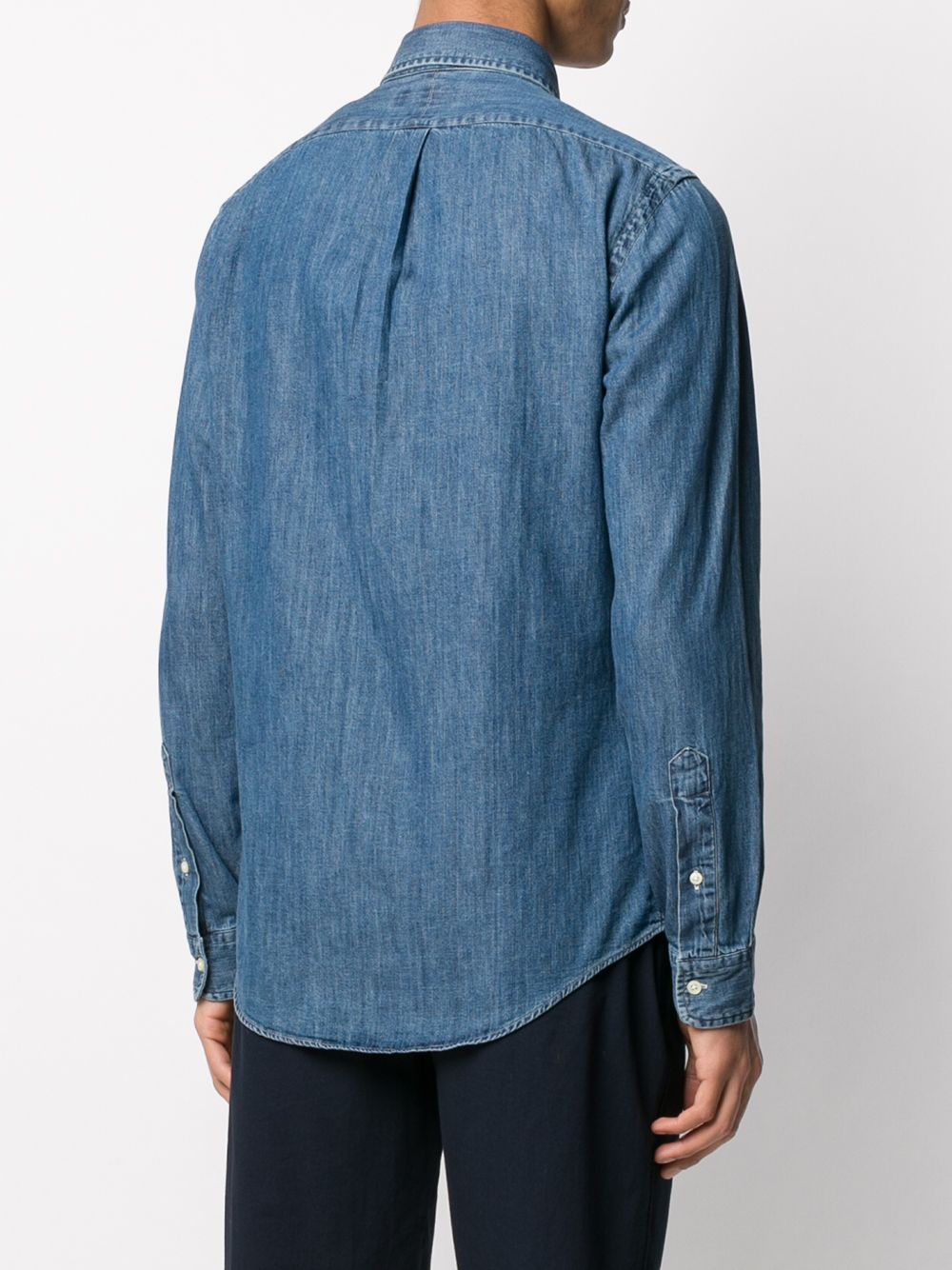 POLO RALPH LAUREN Camicia di jeans con logo ricamato da uomo firmato Polo Ralph Lauren<BR/>