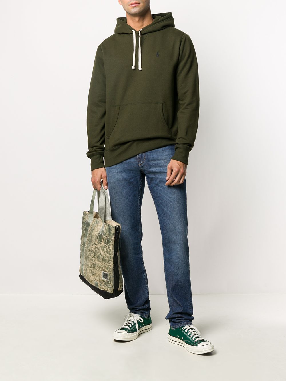POLO RALPH LAUREN Felpa verde scuro con cappuccio e tasca marsupiale