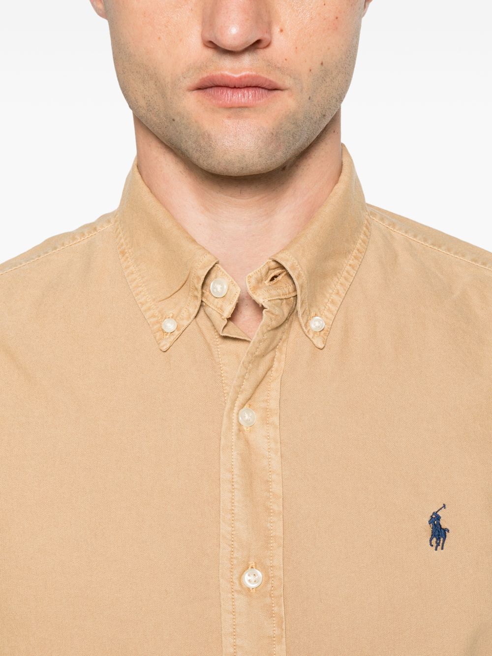 POLO RALPH LAUREN Camicia in cotone color pastello con logo ricamato