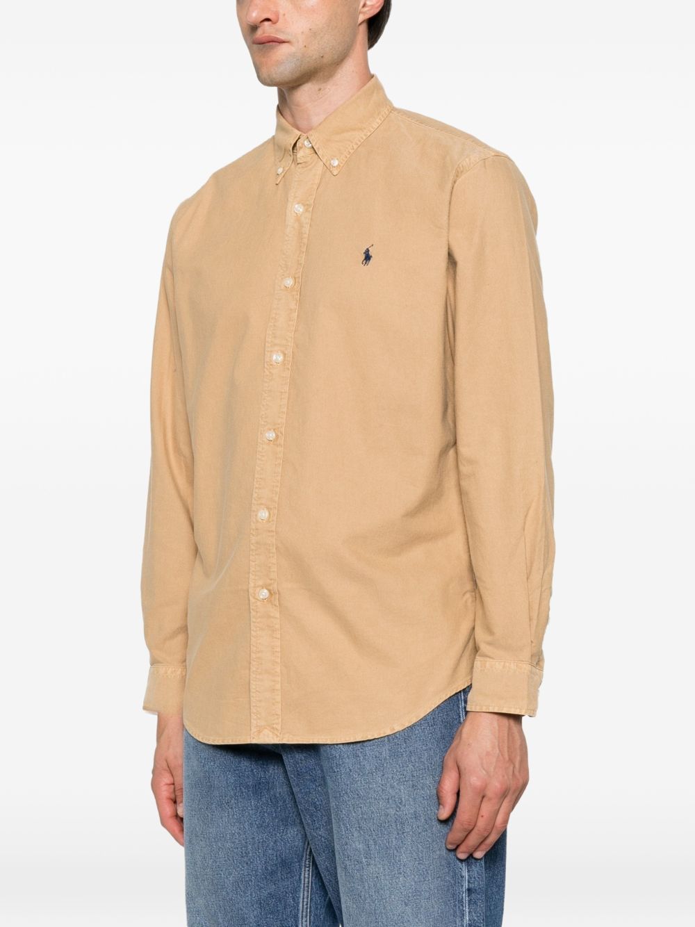 POLO RALPH LAUREN Camicia in cotone color pastello con logo ricamato