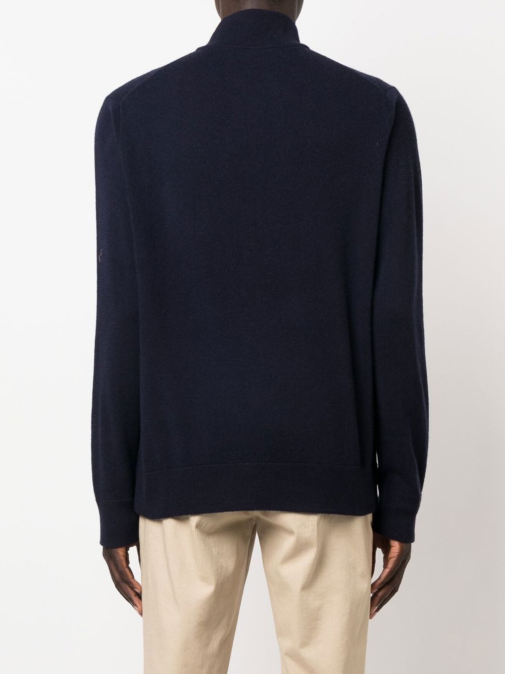 POLO RALPH LAUREN Cardigan con cerniera a collo alto in lana blu